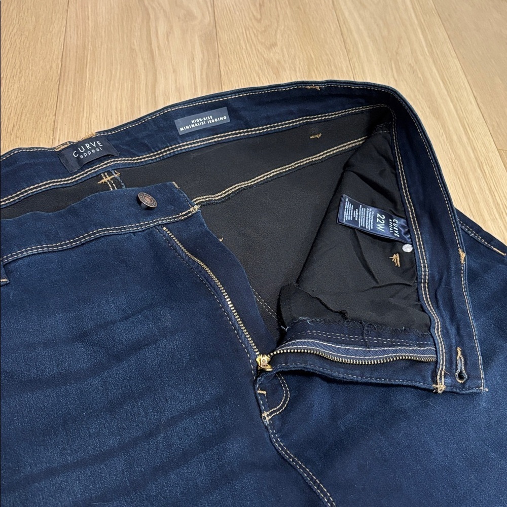 CURVE APPEAL (22W) High-Rise Minimalist Jegging Dark Wash Stretch Ankle Cropped - Picture 4 of 11